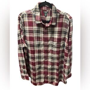 Roots Men's Casual Plaid Shirt - Burgundy and Cream